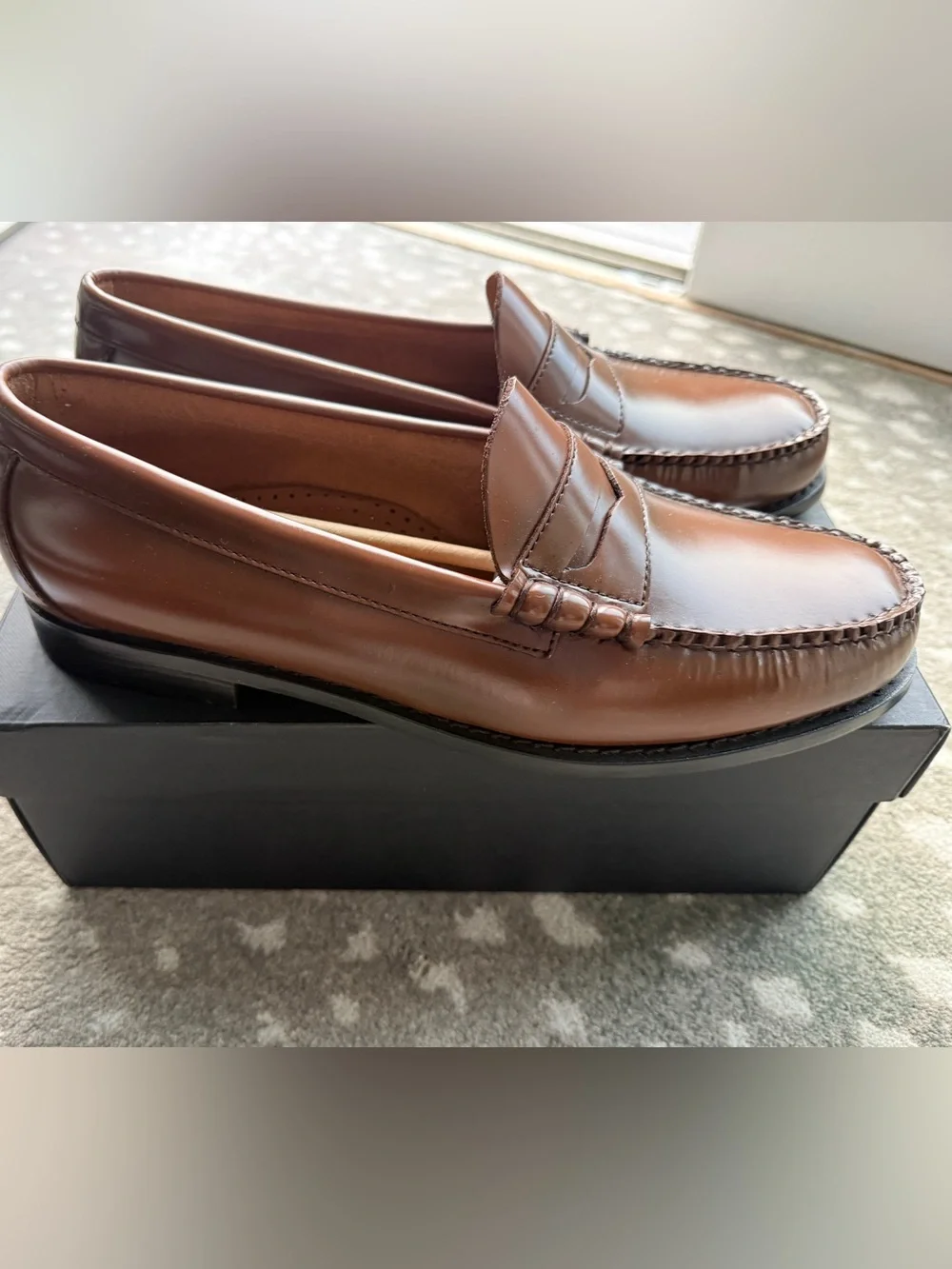 G.H. Bass & Co. Brown Leather Larson Penny Loafers for Men 11.5